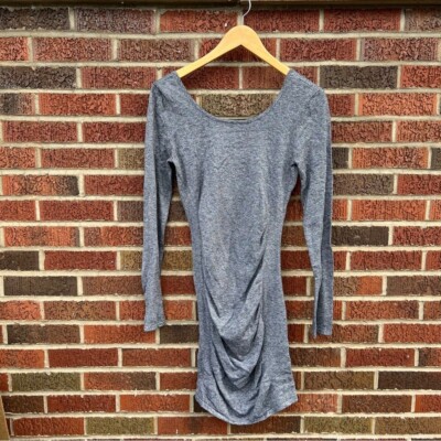 Express Marled Gray Boat Neck Black Open Back Scrunch Side Mini Dress | eBay