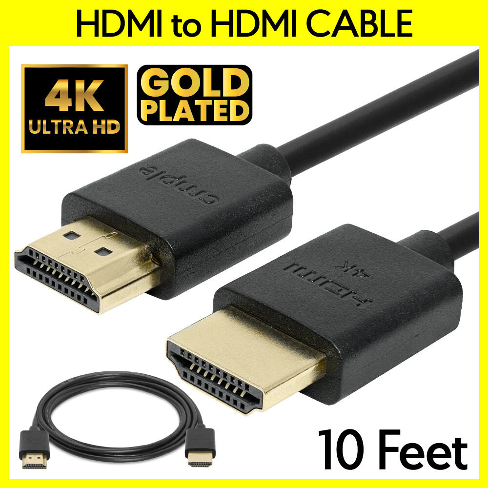 10FT HDMI Cable 30AWG Male to Male Cord for Monitor Bluray HDTV 3D