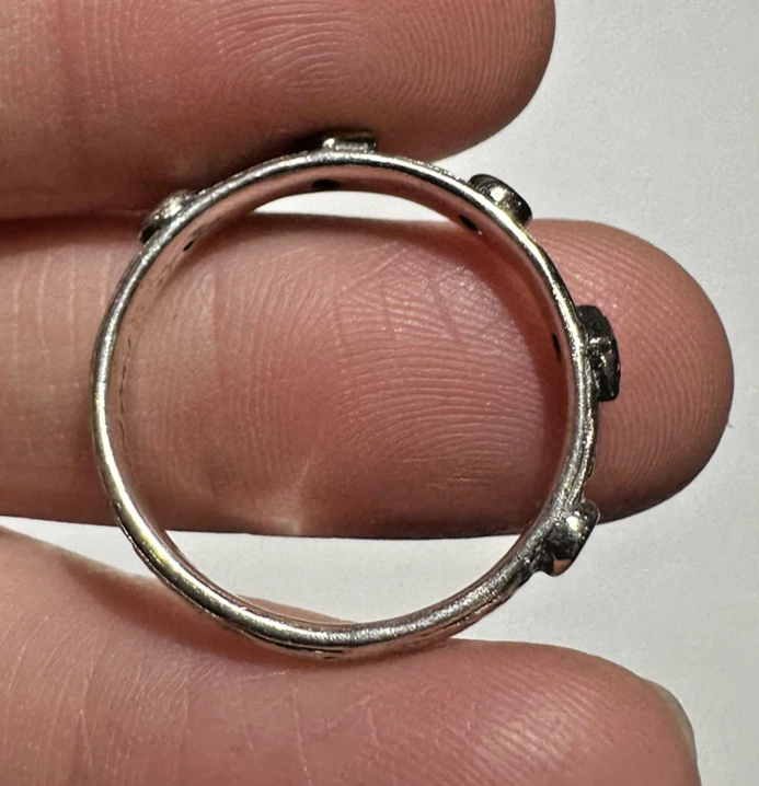 Argento Sterling Francese Inciso Topazio Blu Ametista Viola Fatto a Mano Vintage - Immagine 4 di 4