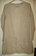 COS Women's Casual Cotton Patch Pocket Dress; Beige; Zipper; Long Sleeve; Size 6