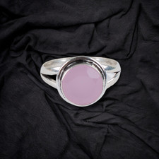 Rose Chalcedony Gemstone 925 Sterling Silver Handmade Jewelry Ring Gift For