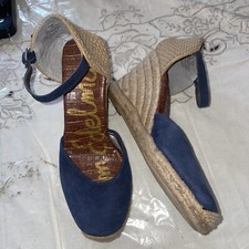Sam Edelman Size 5 Harmony Navy Blue Suede Espadrille Sandals very good conditio