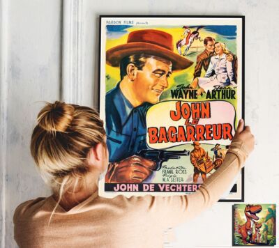 John Wayne Eine Dame nimmt eine Chance John Le Bagarreur Repro Filmposter bis zu 30 Zoll