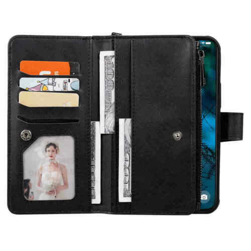 For iPhone 12 11 Pro Max SE 8 7 6s Magnetic Detachable Wallet Leather Case Cover - Picture 22 of 55