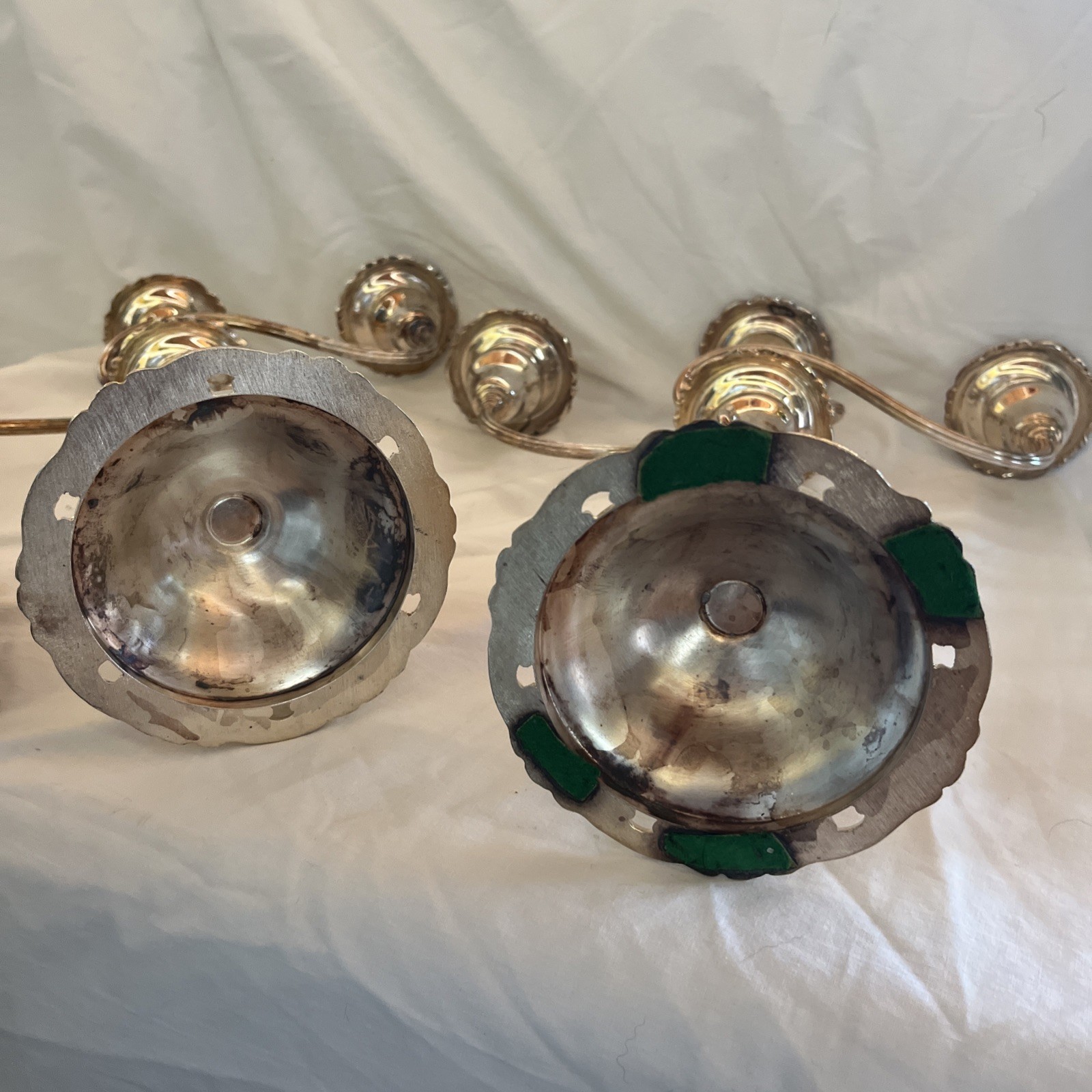 Vintage Wallace Baroque Silverplate 3 Arm Candleabras Candle Holders Set Of 2