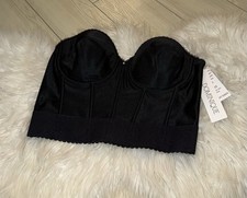 Dominique 6377 Strapless Bustier Bra Longline Underwire Bra Womens 36C Black New