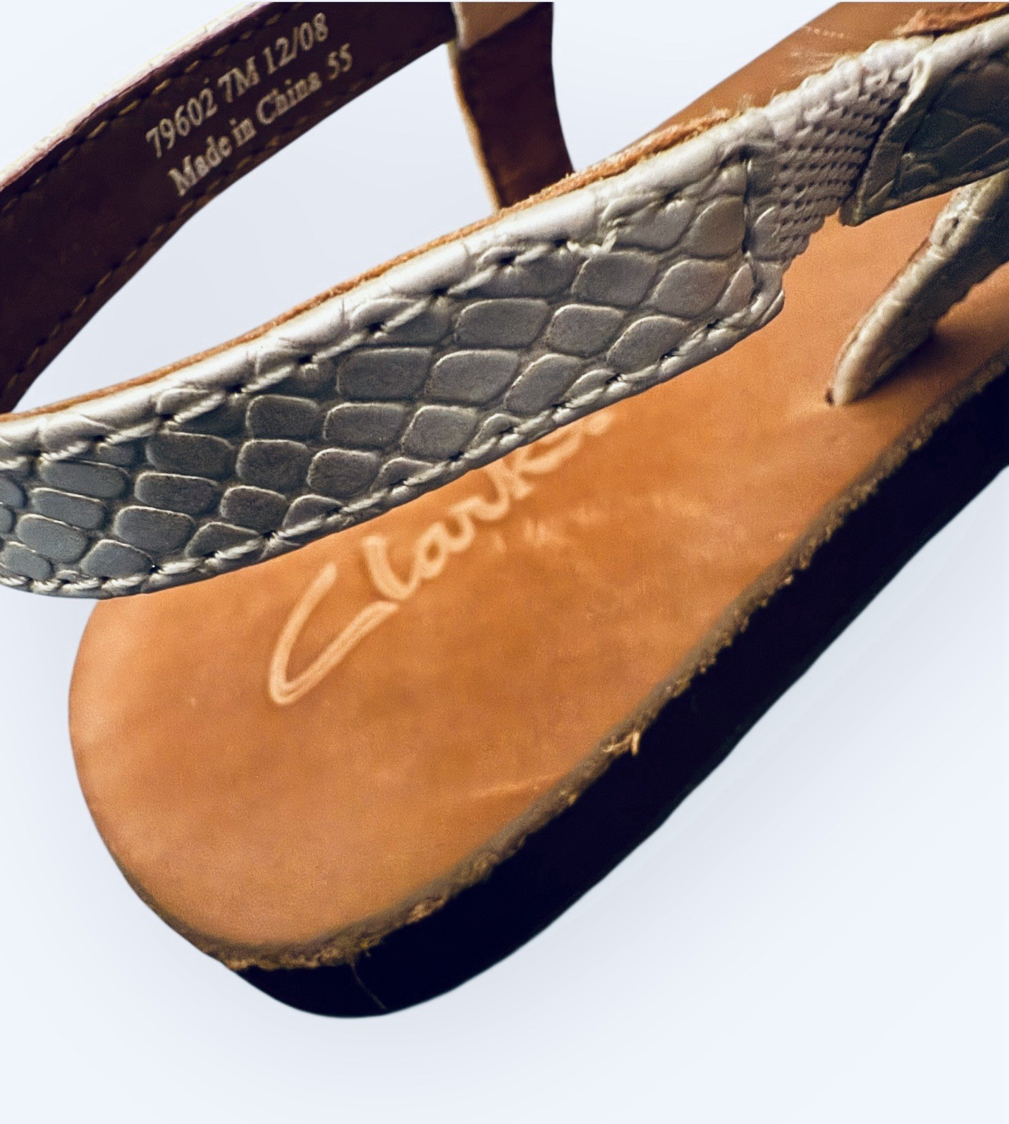 Clarks Sandals Silver Snake Pattern Womens US 7M … - image 8