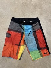 Rare VTG Quiksilver Abstract Boardshorts SZ 30 Surf Shorts Swim Trunks Outdoors