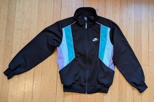Nike Vintage Track Jacket Y2K Street Black Womens M Athletic Polyester Deadstock