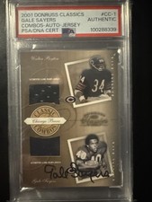 2001 DONRUSS CLASSICS COMBOS WALTER PAYTON/GALE SAYERS JERSEY /100 AUTO 🔥🔥