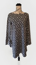 LOFT Dress Women Gray Geometric Print  Long Sleeve With tie XSP