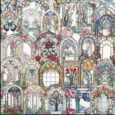 10pcs P.E.T. Stained Glass Floral Window Stickers- Scrapbook, Journal, DIY Craft