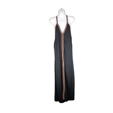 Pitusa Dress One Womens Black Long Maxi Sleeveless V-Neck Cotton Casual Solid