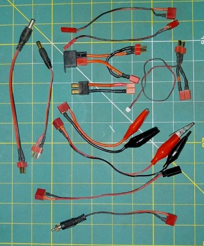 DEANS T PLUG CHARGING PORTS BIN. DEANS PLUG HARNESSES.  RCPLANE FIELD BOX.