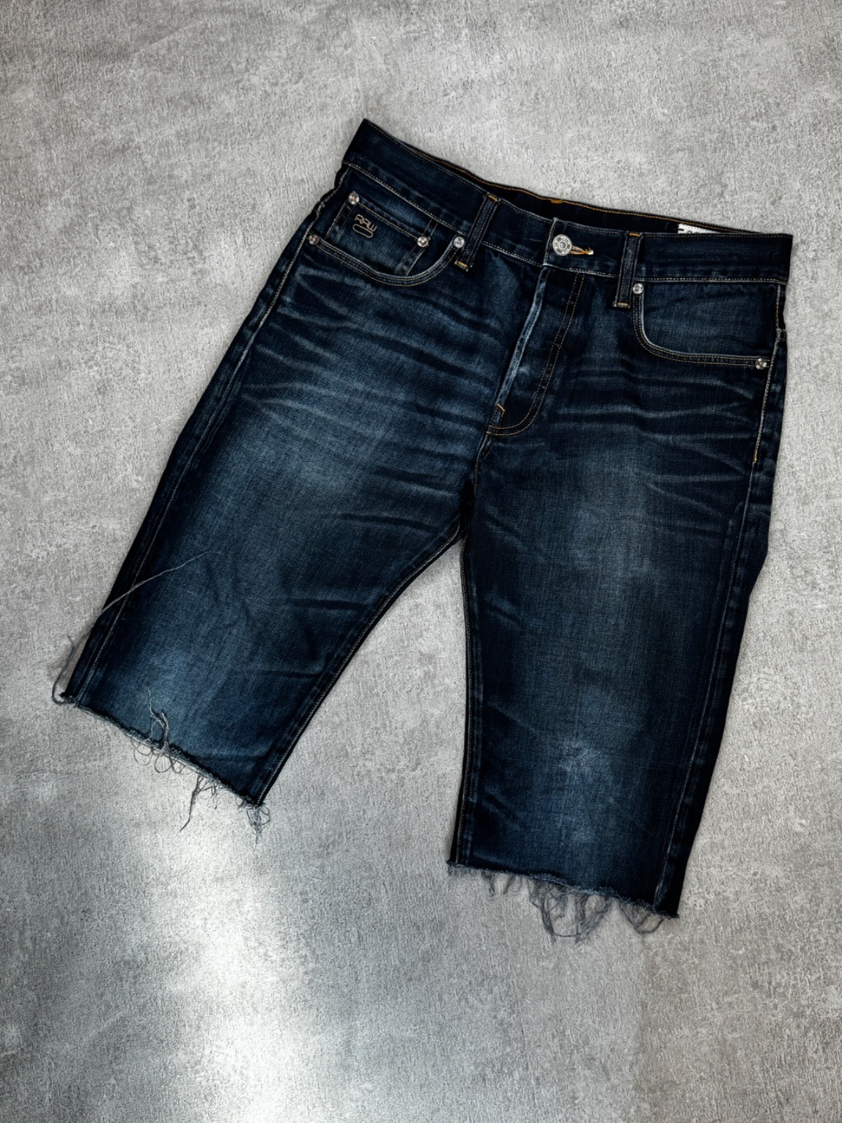 G-Star Raw 3301 Jeans Shorts Mens W30 Cut Off Shorts Bermuda Dark Blue Dark image 2