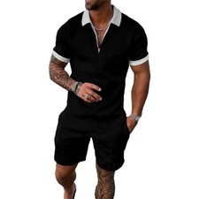 Men's shorts suit -piece polo shirt fashion summer sports casual suit men's 1...