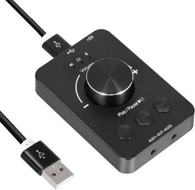 Plug-And-Play USB Volume Control Audio Adapter Bluetooth Transmitter MP3 Player