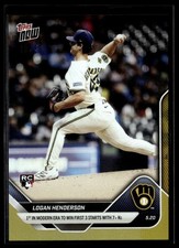 2025 Topps Now 199 Logan Henderson Milwaukee Brewers RC 1st Gold 38/50