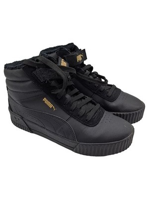 Puma Carina Mid Damen Sneaker High Streetwear Fellbesatz Schwarz Gr. 39