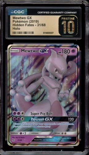 Pokemon Mewtwo GX Hidden Fates Holo Ultra Rare #31 CGC 10 Pristine