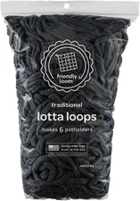 Friendly Loom | Lotta Loops - 7” Traditional-Sized Black Potholder Weaving Loops