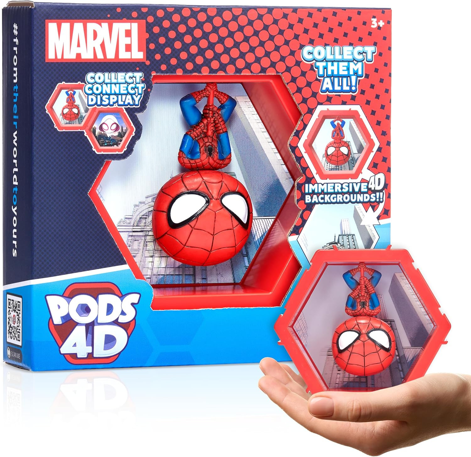 WOW PODS 4D Marvel Spider Man Bobble Head Figure Connectable Collectible Toy Gif