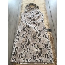 NWT Express Sleeveless Black Gray Snakeskin Print Halther Sheath Dress Sz XS