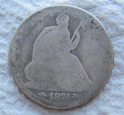 1874 Arrows Seated Liberty Half Dollar Rare Key Date Rim Nicks Cleaned Corroded