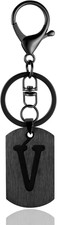 A-Z Black Stainless Steel Letter Keychain for Men Women Alphabet Initial Key