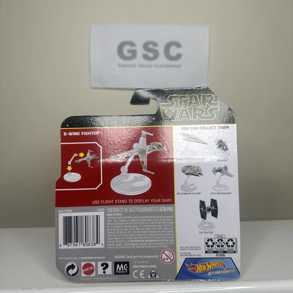 Hot Wheels Star Wars Starships B-Wing Fighter con soporte de vuelo SELLADO Foto 2 de 2