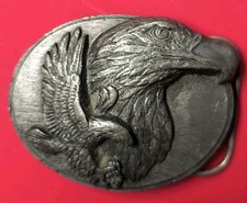 Siskiyou Eagle Freedom Pewter Belt Buckle Made in USA Birds Vintage 1990