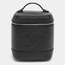 Chanel Black Caviar Leather Vanity Case