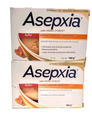 2 PACK! ASEPXIA AZUFRE 100g x 2 bars of acne fighting soap NEW FORMULA !!!!!