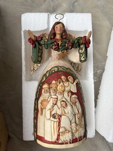4035392 "Star of Wonder" Ivory and Gold Angel with Nativity Scene Figurine Conte