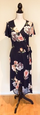 Fortune + Ivy Floral High-Low Soft Stretchy Knit Dress, M/L