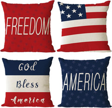 Set of 4 Patriotic Throw Pillow Covers 18X18 4Th of July Pillow Covers Memorial