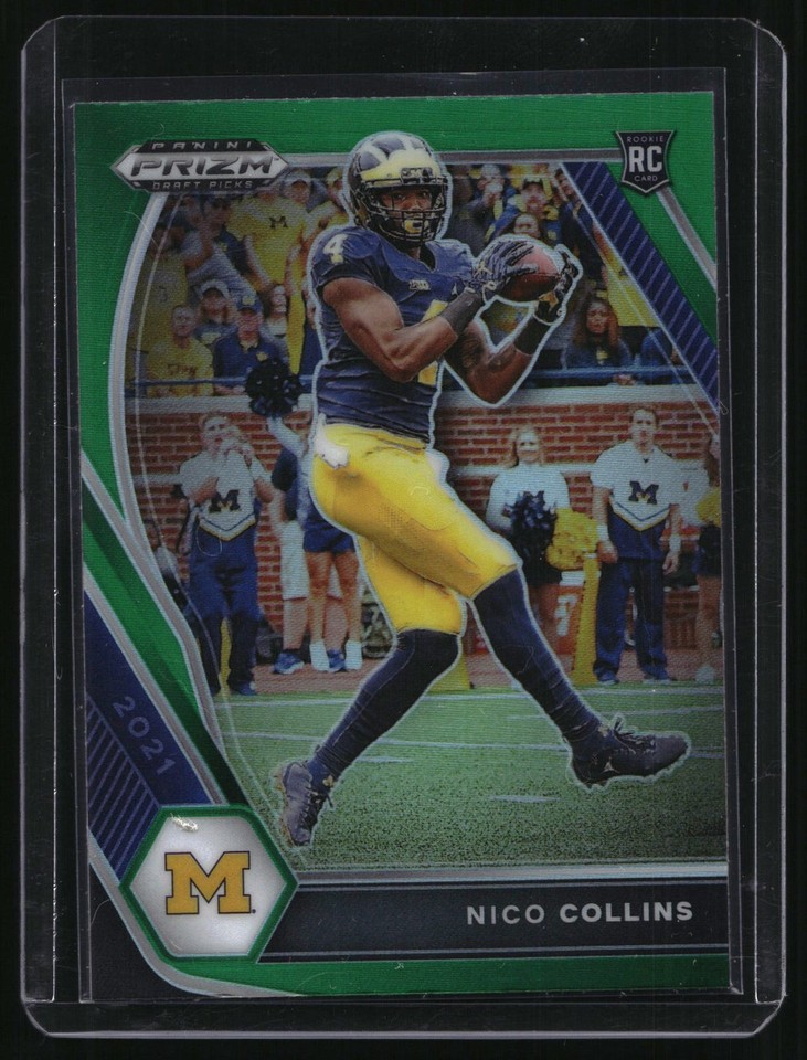 2021 Panini Prizm Draft Picks Collegiate #114 Nico Collins Green RC