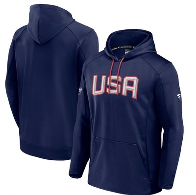 USA Fanatics 2025 4 Nations Face-Off Authentic Pro Fleece Pullover Hoodie Navy