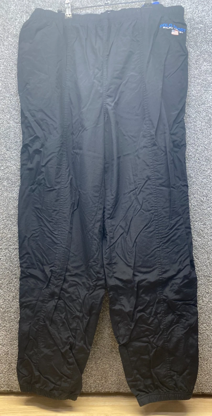 Vintage Polo Sport Ralph Lauren Mens 2LT Tall Black Nylon Track Pants Joggers