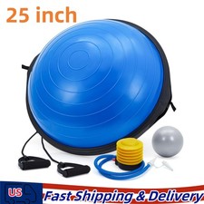 25" Half Balance Ball Yoga Ball Balance Trainer w/ Air Pump Pilates Ball
