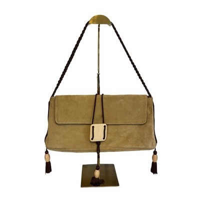 Ripani Shoulder Bag OS Tan Suede Classic Goingout Casual Designer Boho Earthy