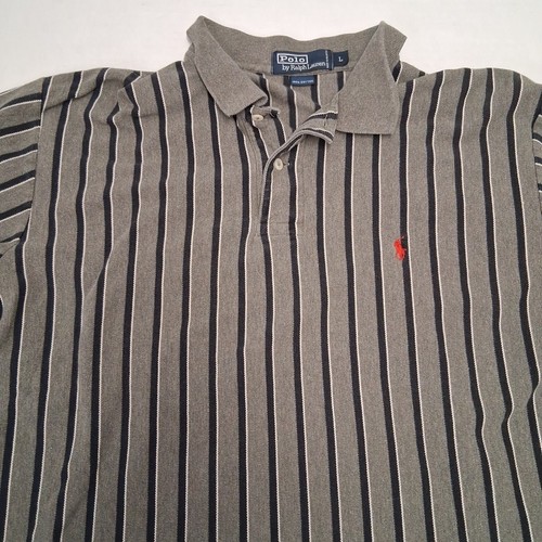 Vintage 90's Polo Ralph Lauren Rugby Shirt Men's Large Vertical Gray Striped EUC by Ralph Lauren, Size L, $24.89 - Photo 3