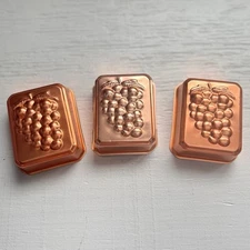 Copper Wall Hangings 3 Small LOT Grapes Fruit Tin Interior Decor Farmhouse Mold