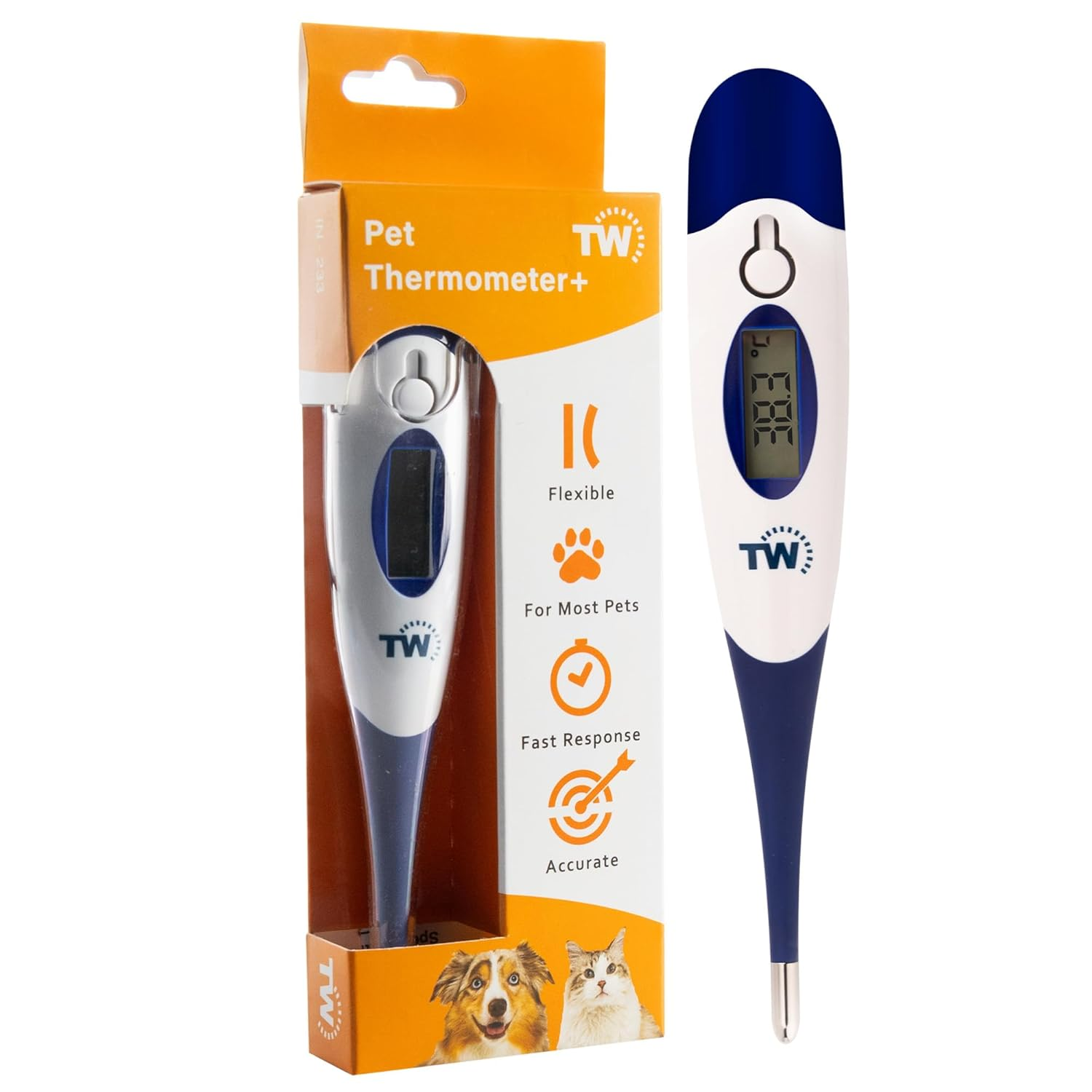 Digital Pet Thermometer for Animal Owners of Dogs Cats Horses Vets Flexible Temp