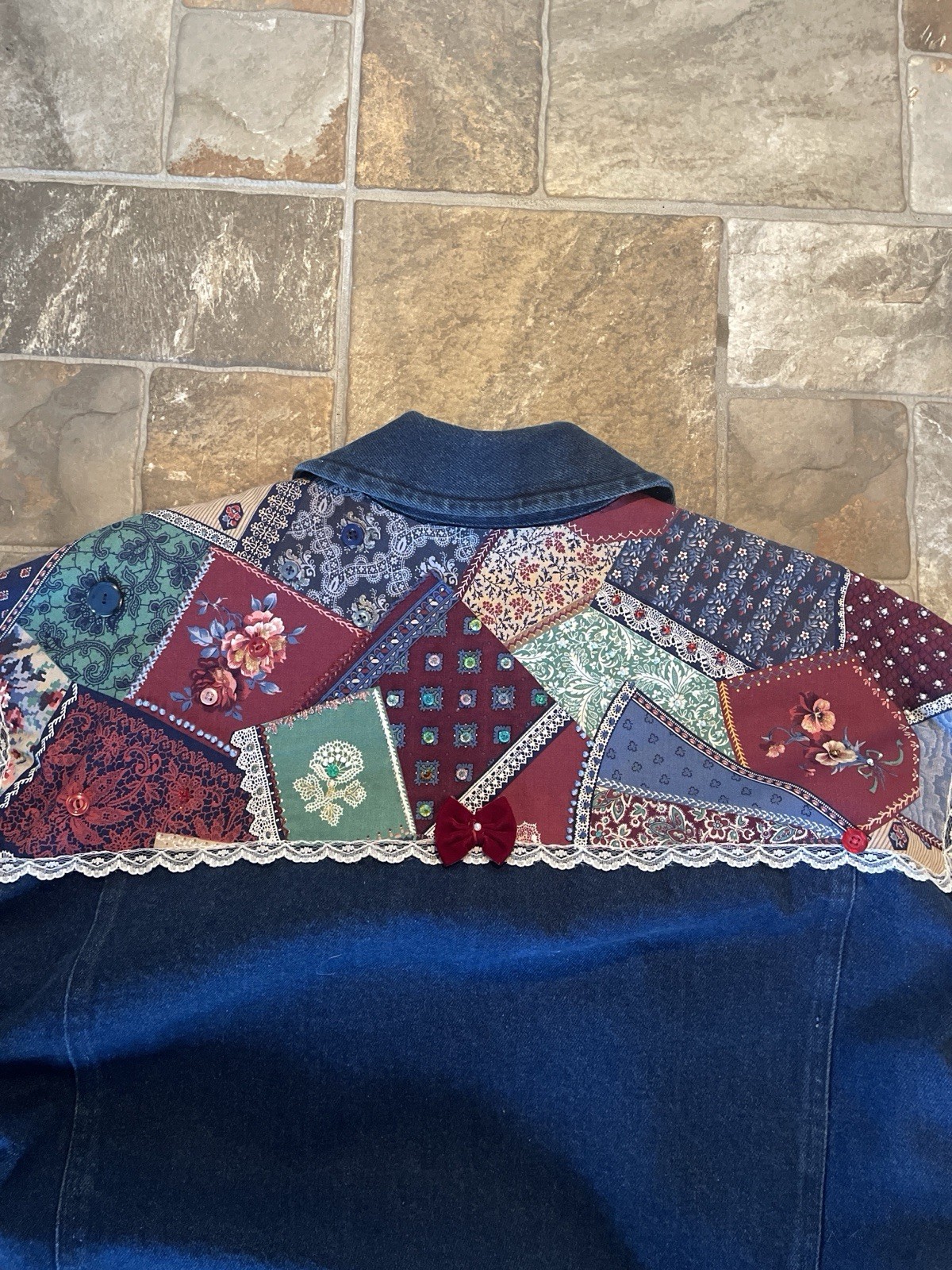 Womens Patchwork Denim Jacket - Bedazzled With La… - image 4