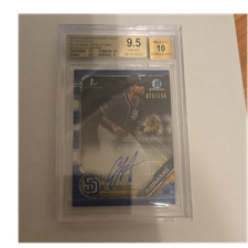 2019 Bowman Chrome Draft CJ Abrams #CDA-CA Blue Wave Auto /150 BGS 9.5