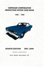 1966-1968 Chrysler All Models Production Code Book