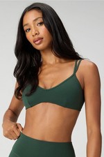 Fabletics PureLuxe Strappy Low Impact Sports Bra Everpine Green Size Large NWT