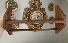 Vintage Medium Wood Shelf & Hand Towel Bar, Wall Mount, 8”Hx 13”L