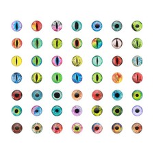 8mm Dragon Eyes, 100 Pcs Round Glass Eyes Animals Crochet Eyes, Mix Colors